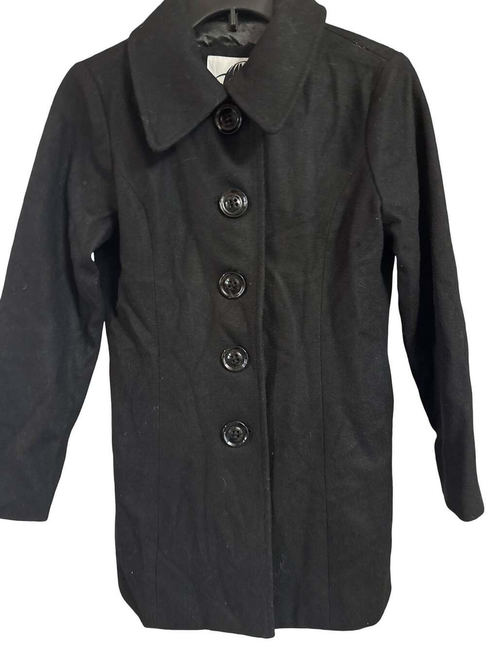 Sugarfly Coat Button Front Black Wool Blend Size M Medium
